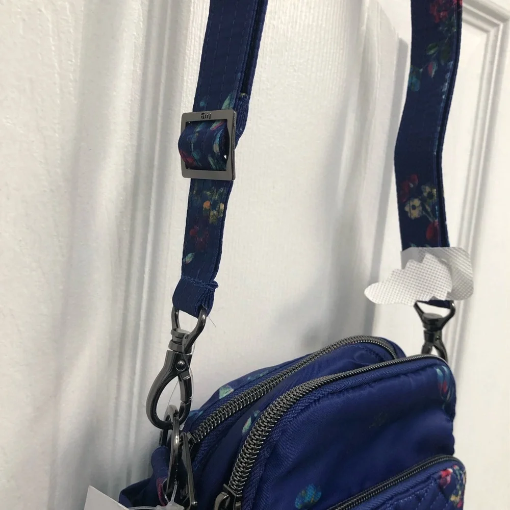 Lug Can Can Quilted Blue Floral Convertible Crossbody Bag NWT